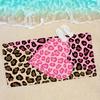 1pz Asciugamano da Spiaggia in Microfibra, Stampa Leopardata Rosa con Cuori, Materiale Ultra-Morbido, Leggero e Assorbente, Ideale per lo Yoga