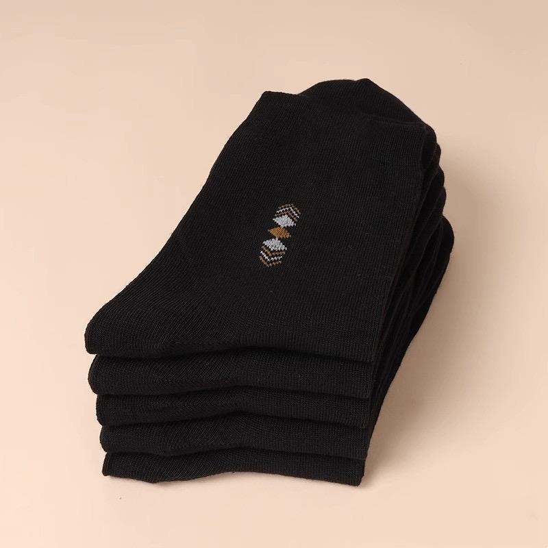 5Pairs/Men's Cotton Thick Socks Casual Business Breathable Deodorant Medium Tube Cotton Socks Elastic Antibacterial SocksEU38-45