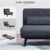 Single Sofa Chair Bed, Linen Fabric 3-in-1 Convertible Sleeper Chair with 5-Position Adjustable Backrest, 75cm Wide Seat, Pillow for Living Room