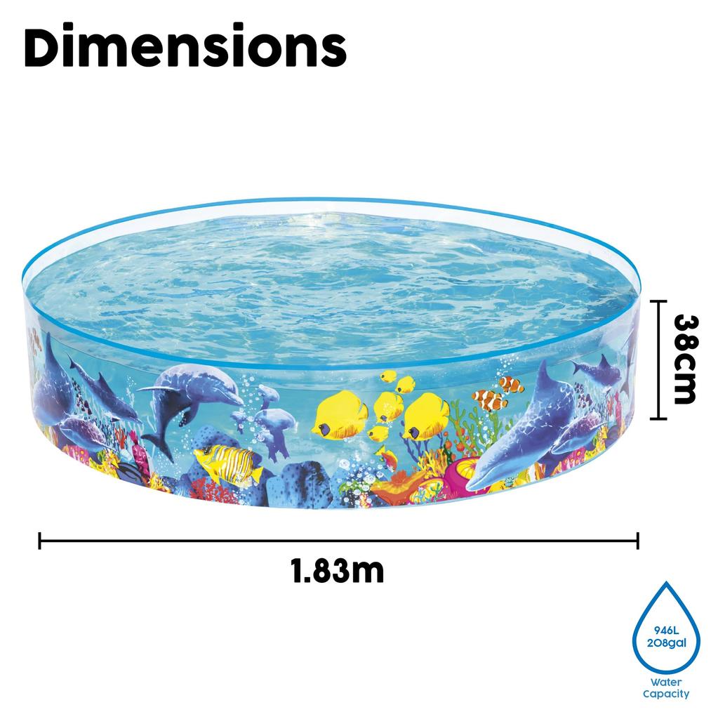 Bestway Odyssey Fill 'n Fun Kids Pool, Ages 2+, 1.83m Diameter X 38cm Height, 55030