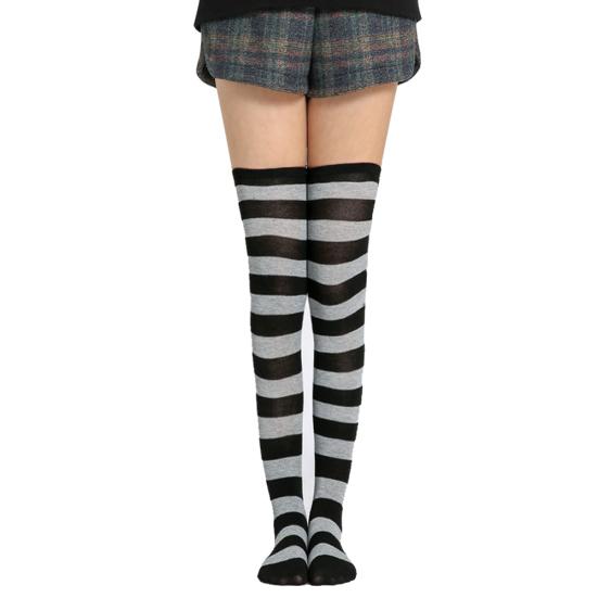 Calze lunghe a righe da donna, coscia alta, sopra il ginocchio, elasticizzate, lunghe, per cosplay