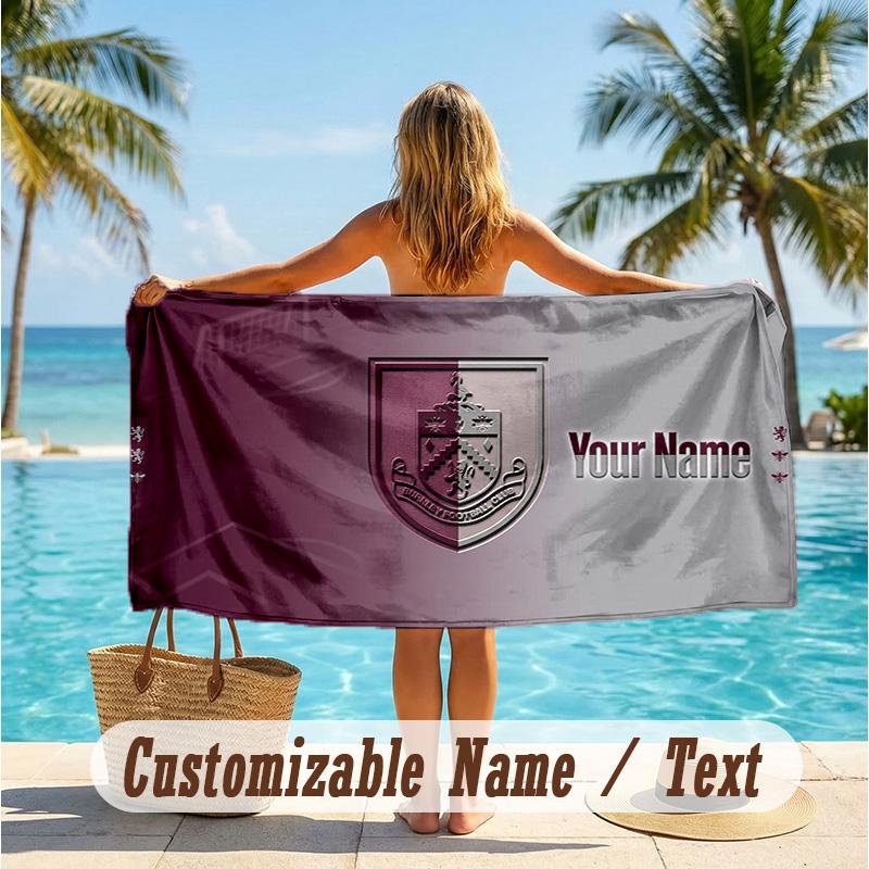 Custom Text Beach Towel, Soft Absorbent Swimming Multi-use TowelBurnley Football