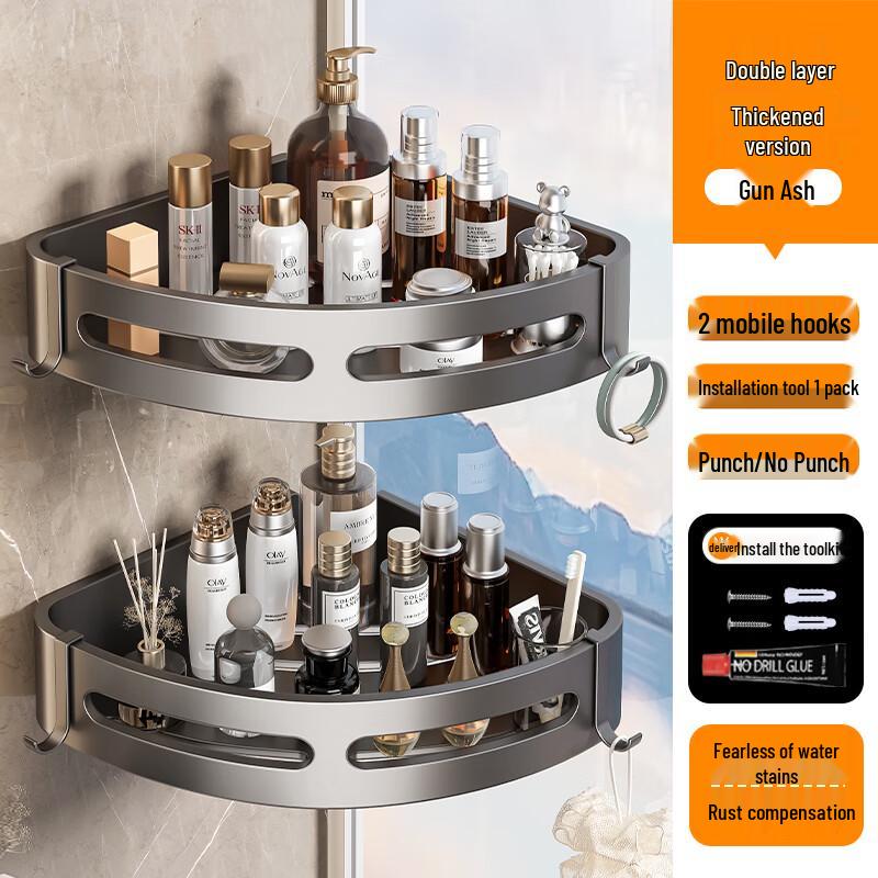 Punch-Free Bathroom Corner Storage Shelf