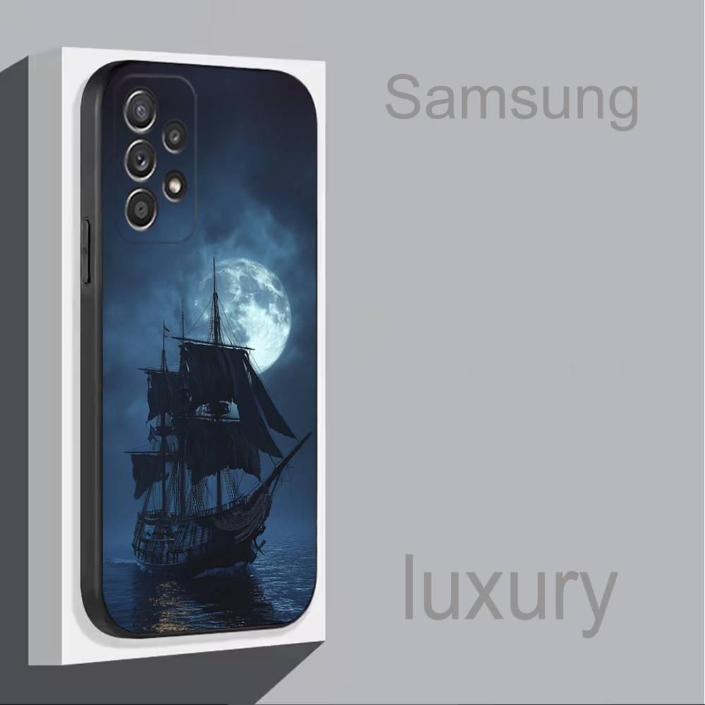 Pirateschiff Cool Für Samsung S 25,24,23,22,30,21,10,9,Ultra,Plus,Lite,FE,4,5G Schwarzes Weiches Case Handyhülle