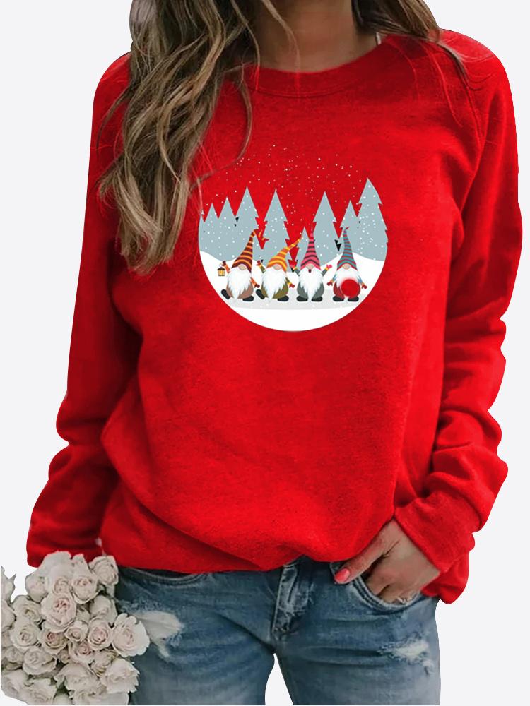 Podzimní Nový Svetr Dámský Potištěný Top Tričko Dámské Kulatý Výstřih Dlouhý Rukáv Ležérní Mikina Plus Size Halenka