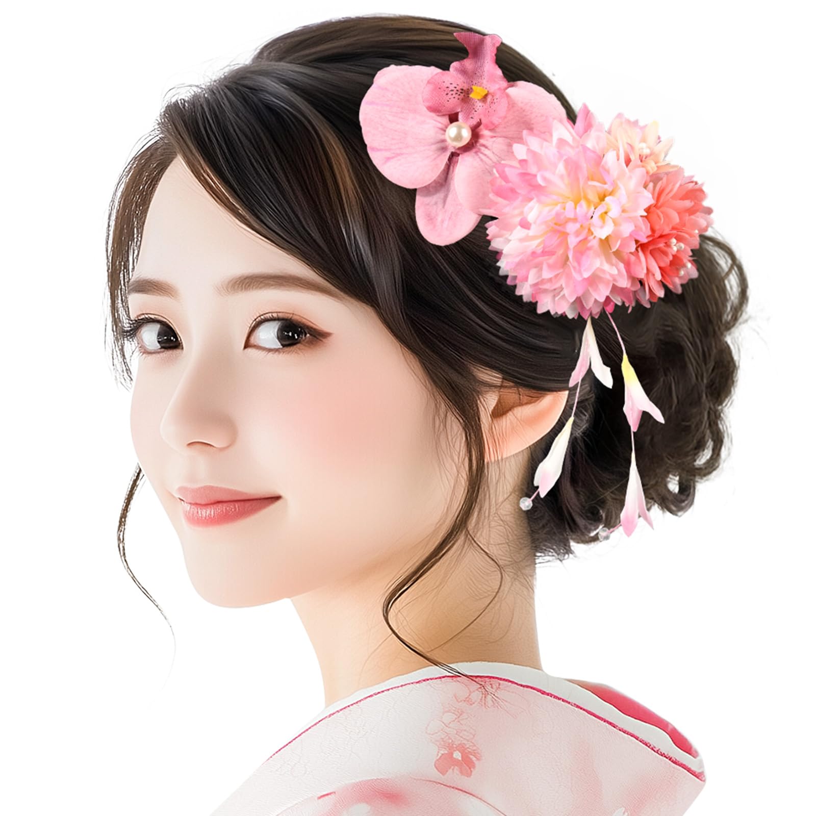

[OTAKUMARKET] Yukata Hair Ornament for Children - Flower Design - Summer Festival, Fireworks Display, Japanese Clothing Accessory - Phalaenopsis
