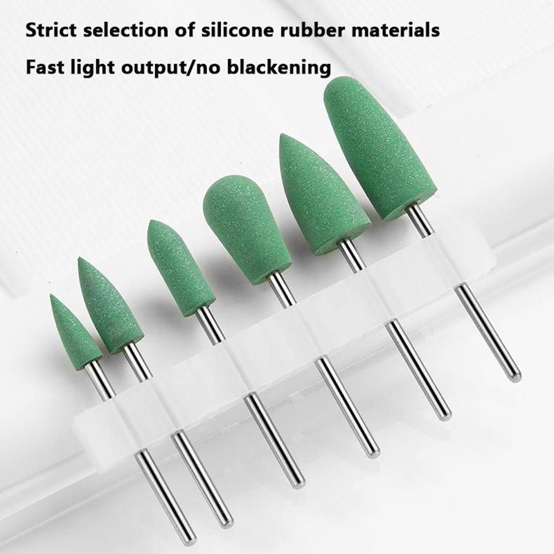 6Pcs Diamond Nail Drill Bit Rubber Manicure Drills Electric Rotary Milling Cutter Polishing Tools Nail Bits Salon Accessories