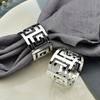 6pcs European Style Napkin Ring Cloth Napkin Buckle Hollow Pattern Serving Napkins Gold and Silver Wedding Table Decoration