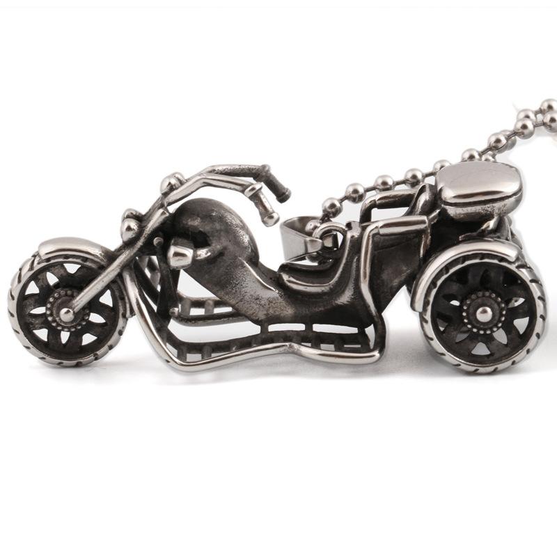 European and American Retro Distressed Titanium Steel Necklace Fashionable Motorcycle Pendant