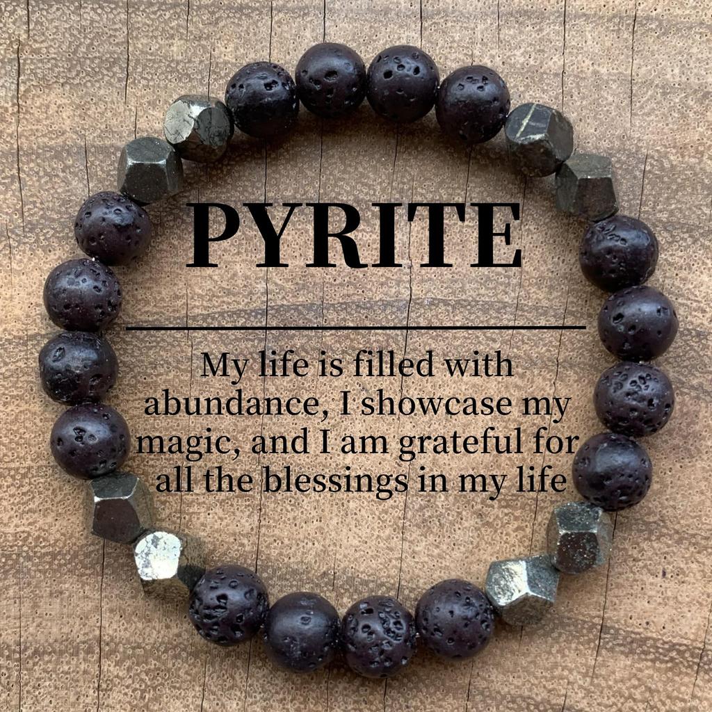 Faceted Chalcopyrite and Black Agate Bracelet
