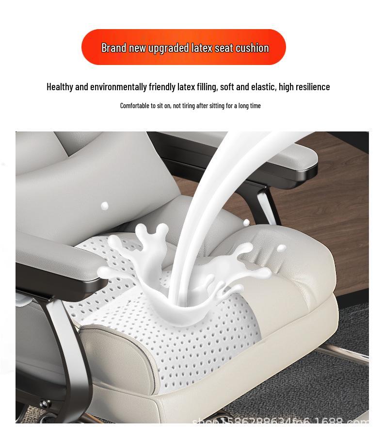 Ergonomic Reclining Leather Office Chair for Long Sitting Comfort.