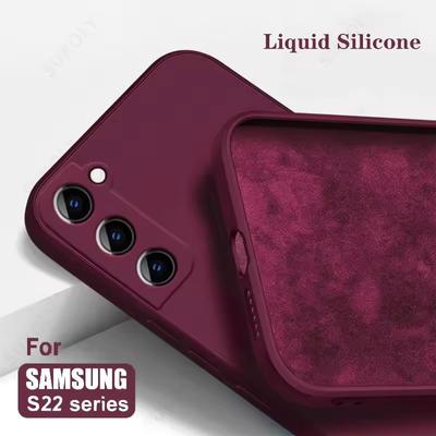 Custodia in Silicone Liquido per Samsung Galaxy S26 Edge S25 S24 S23 S22 Ultra Plus S24 FE A56 A54 A53 A55 Protezione Fotocamera Cover Morbida
