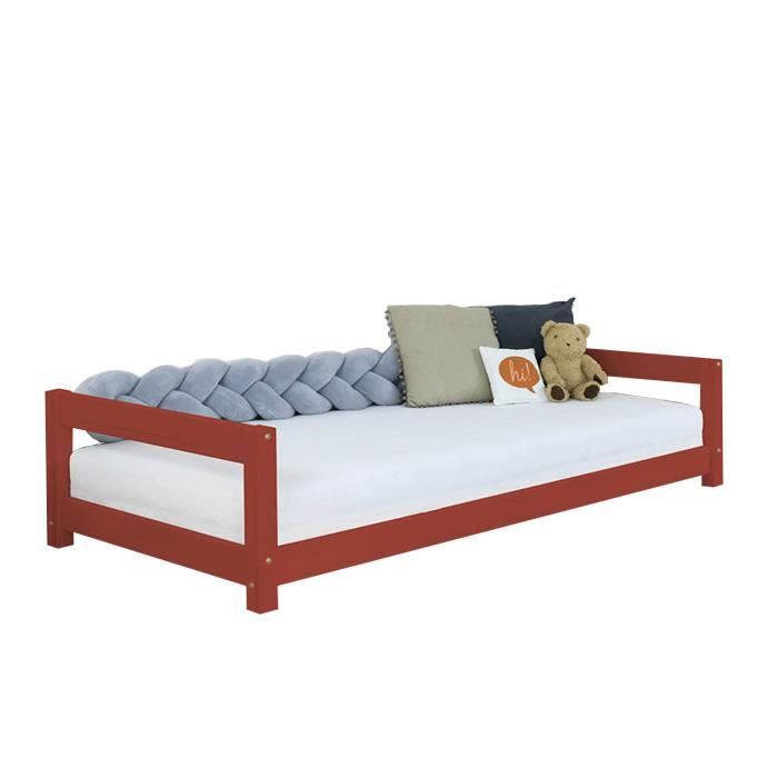 Lit enfant kiddy 90 x 190 rouge brique - generique - bois - panneaux de particules - a lattes
