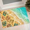 1pc Bohemian Style Beach Herringbone Seashell Seascape Flannel Floor Mat, Absorbent Non-Slip Doormat for Entryway, Foyer, Bathroom, Kitchen, and Bedro