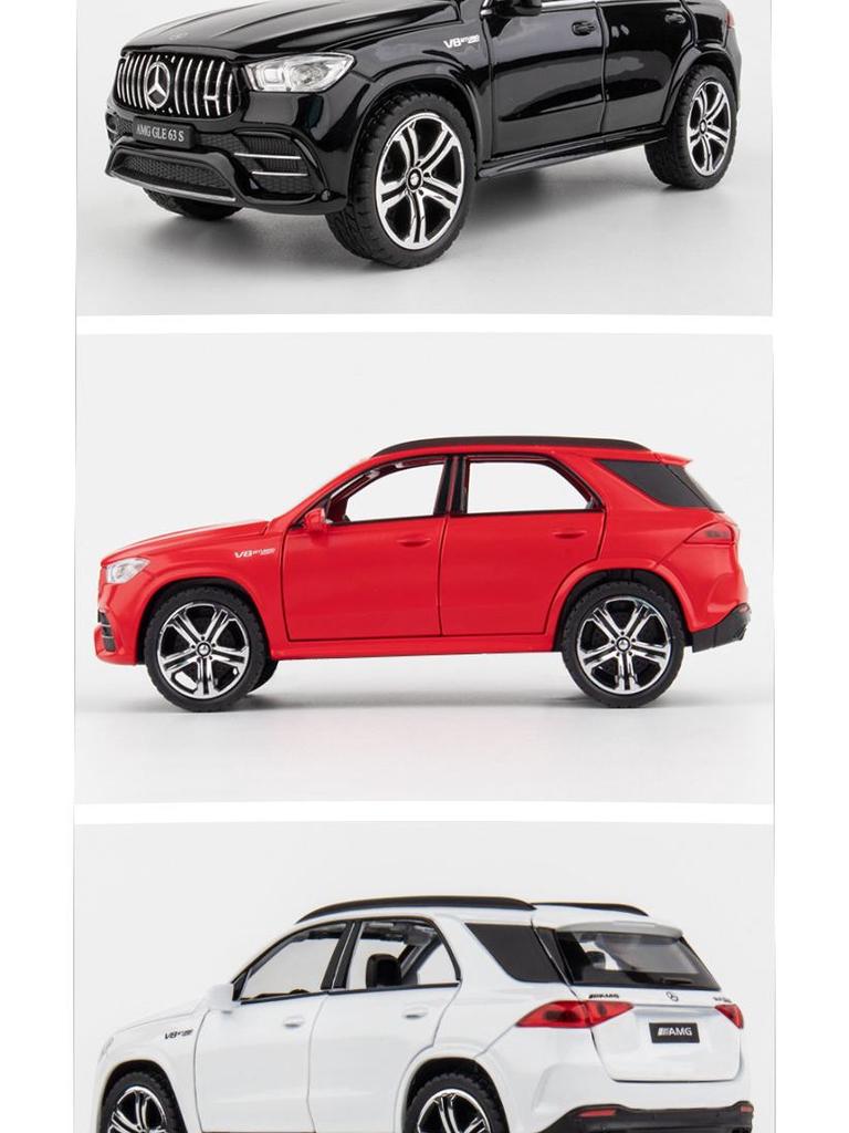Mercedes-Benz GLE 63S 1:32 Alloy Toy Car Model, Six-Door with Sound, Light, and Pull-Back Features.