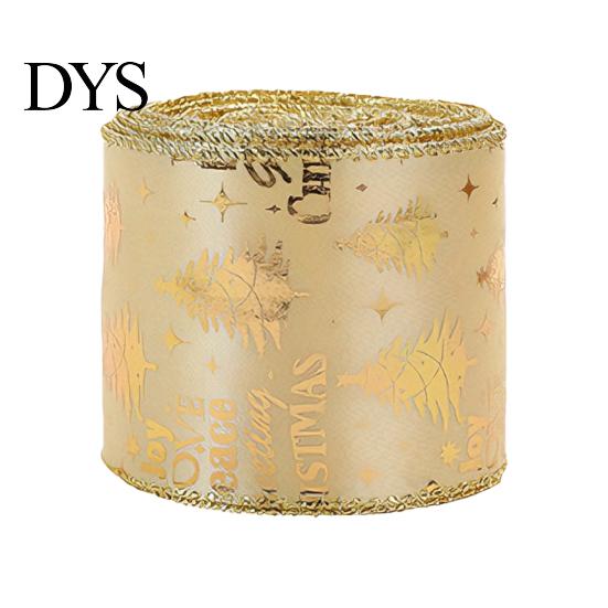 Hochwertiges Netzband für Blumengestecke 2,5" x 2,2 Yards Gold Transparent Weihnachtsbaumdekoration und Transparente Polyester-Schleifen Geschenkverpackung,