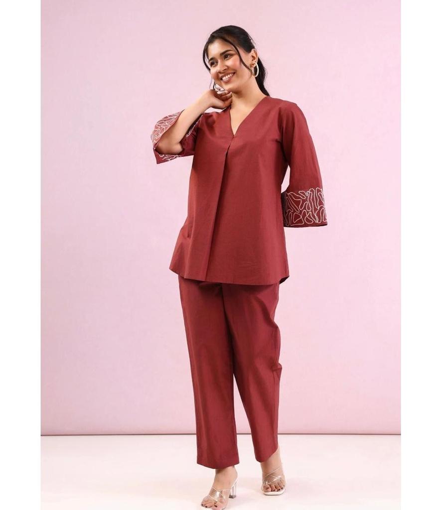 Bollywood Party Wear Pure Cotton Kurta Pant Cord Set Indian Women Designer Top Tunic Kurti