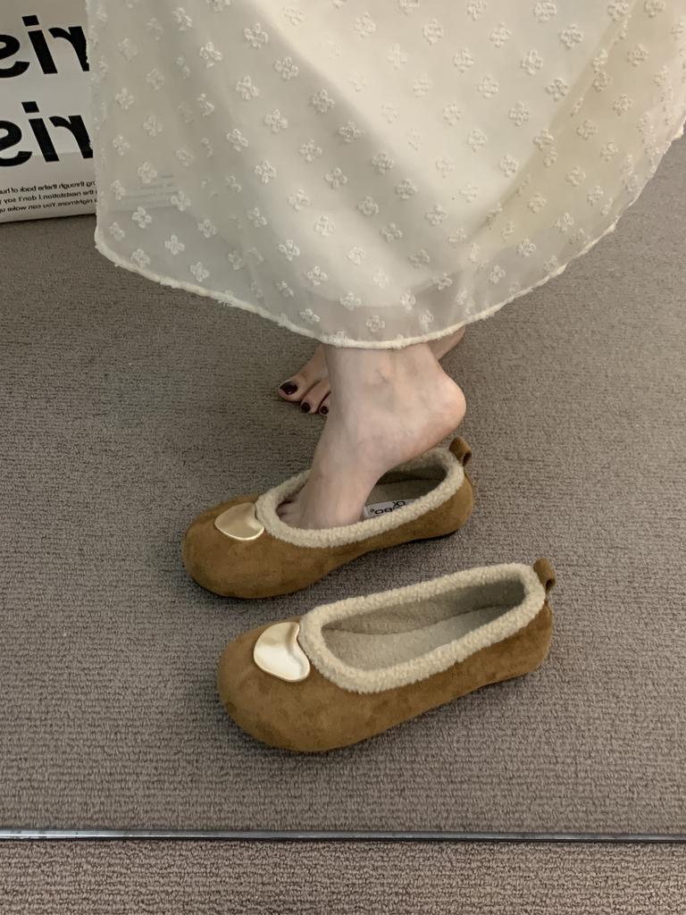 Polka dot round head bow flat single shoes women's shoes autumn new temperament ballet evening shoes