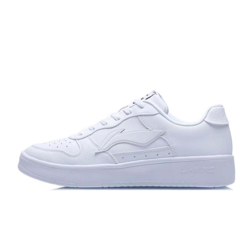 Li Ning Floating Boat Abrasion Resistant Lightweight Height Increasing Low top Skateboard Shoes Unisex Black White AGCS419-1(team888-)