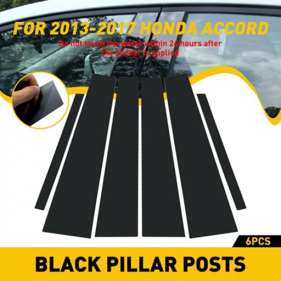 Black Pillar Posts For Honda Accord 2013-2017 Cover Door Trim Window Decal EOA