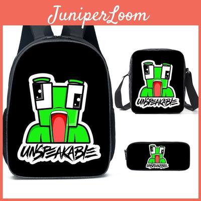 Unspeakable Cartoon Print Backpack Set With Breathable Air Cushion Straps For Daily Use