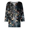 Damen V-Ausschnitt Freizeit Dreiviertelarm Knopf-Detail Top mit Blumenmuster