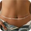 European-American Double Layer Bead & Metal Waist Chain - Women's Versatile Bikini Accessory