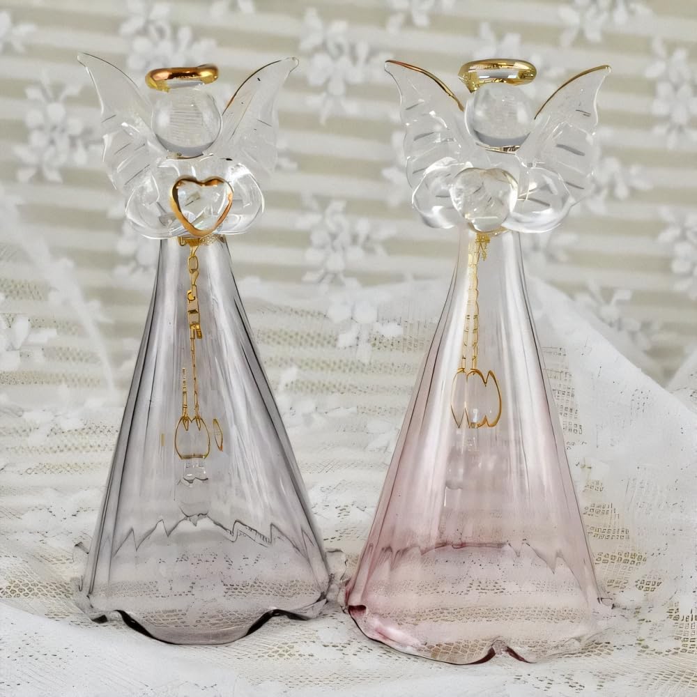 Fourcart Cute Handmade Glass Craft "Angel Bell" Blue x 6 Piece Set