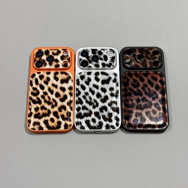 Luxury Retro Leopard Print Pattern Bumper Phone Case For iPhone 17 Air 16 15 14 Pro Max 16Plus Electroplating Bulge Back Covers