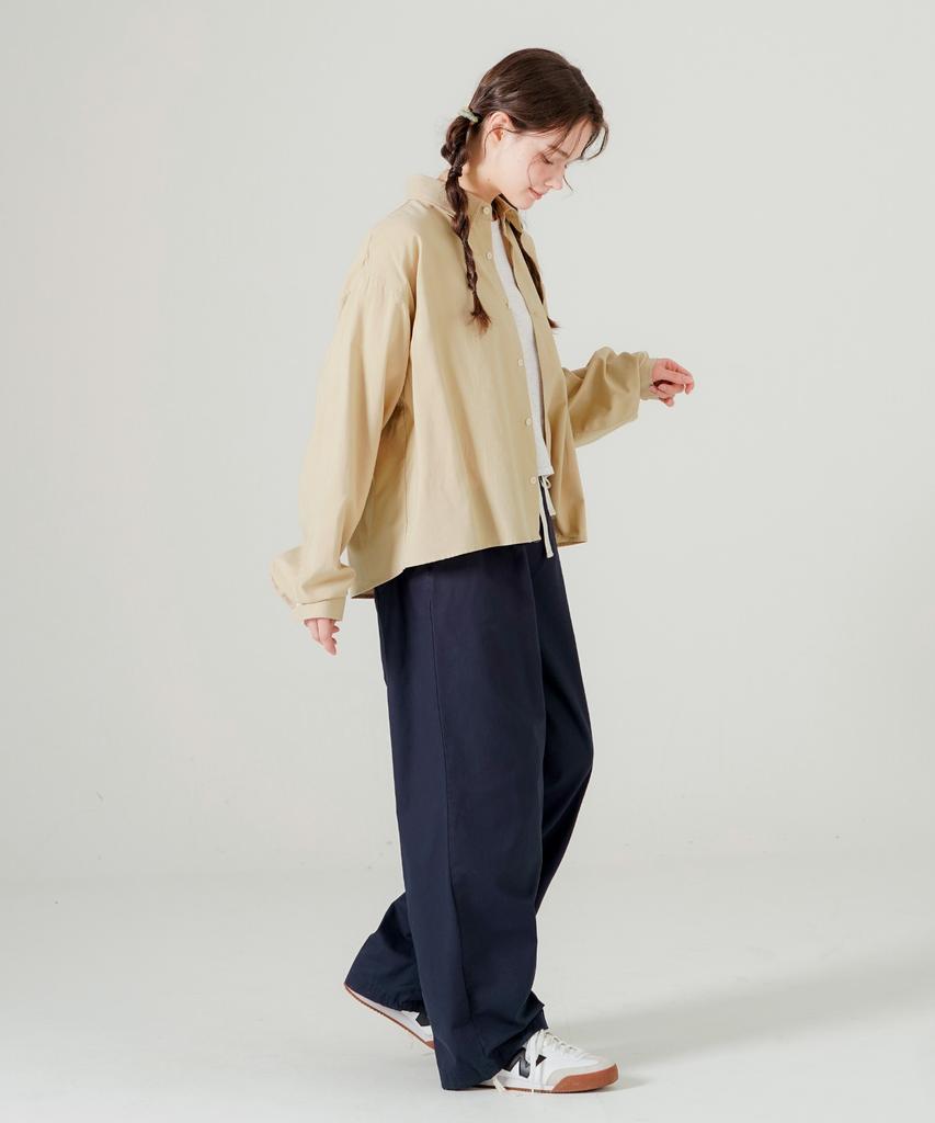 WV PROJECT Gabardine Cotton Elastic Waist Pants Navy Mjlp7786
