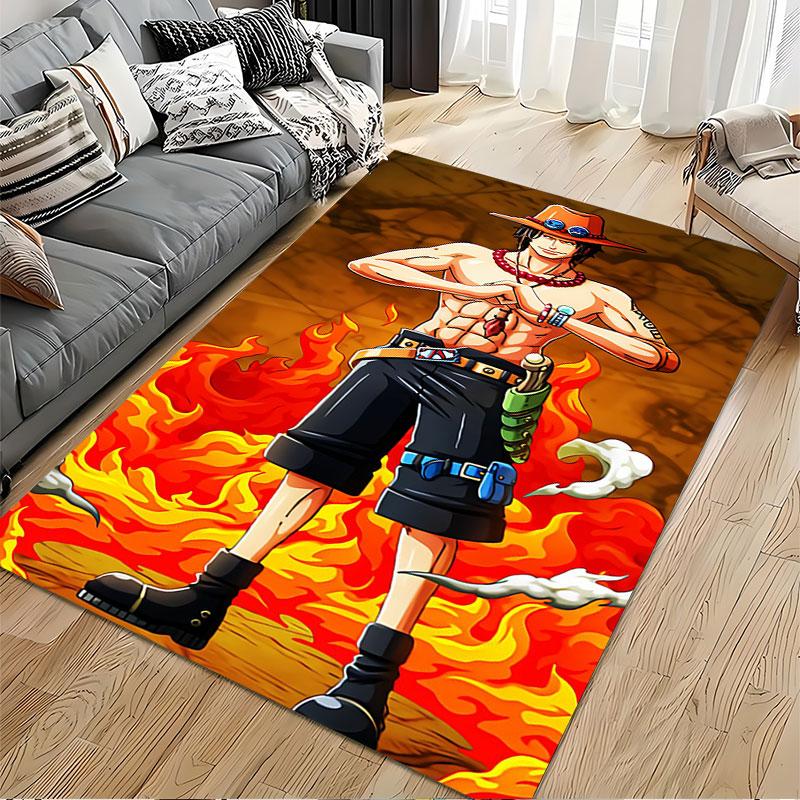 Fire Theme Anime Character Rug suitable as a non-slip mat for the living room or bedroom sofa