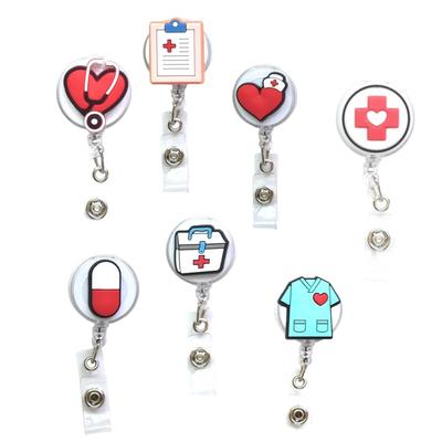 1pc Nurse Retractable Pull Badge Reel Clip Badge Holder Doctor ID Card Key Chain School Student Porta Credencial Badge Holder