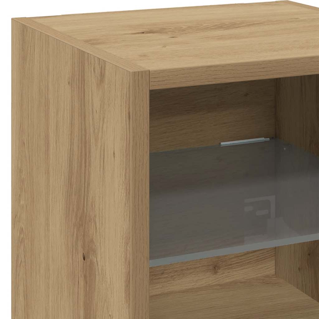 Wall Mounted TV Cabinet with RGB LED Lights Artisan Oak Finish 30 x 28.5 x 30 cm