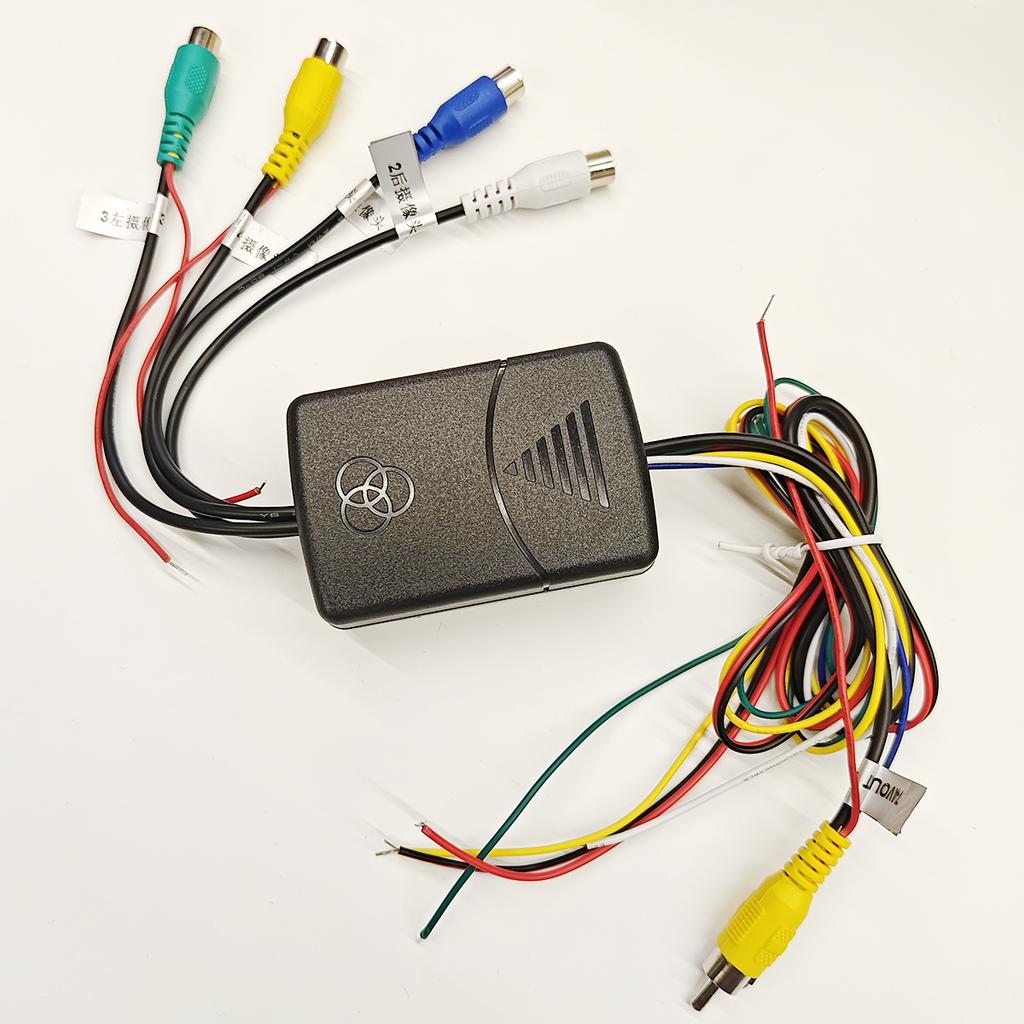 4cestný ovládací box pro autokameru 360° Panoramatický pohled Převodník zpětného obrazu Přední Zadní Levý Pravý Ovladač kamery pro mrtvý úhel auta