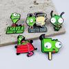 Creative Cute Green Alien Cartoon Brooch: Anime Character Badge & Backpack Metal Ornament