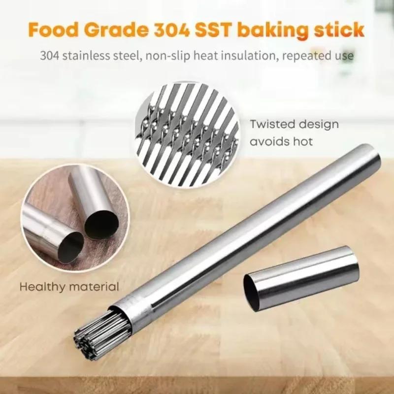 10-30pcs Stainless Steel BBQ Stick Barrel Set with BBQ Fork and Iron Stick Suitable for BBQ Kitchen Camping and Outdoor Picnic