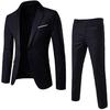 2Pcs/Set Plus Size Men Solid Color Long Sleeve Lapel Slim Button Business Suit