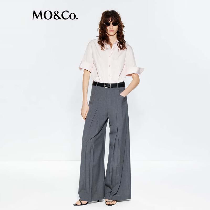 MO&Co. Women's Tailored Wide-Leg Trousers