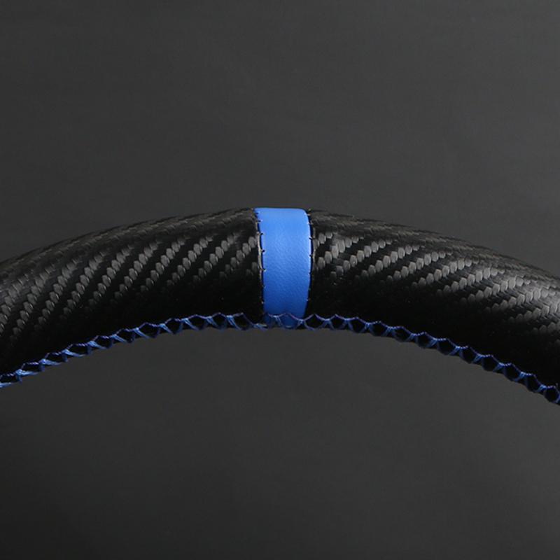 CIMF6 Custom Carbon Fiber Leather Car Steering Wheel Cover For Ford Focus 2 2005-2011 (3-Spoke) Anti-Slip Fix Worn OEM Wheel