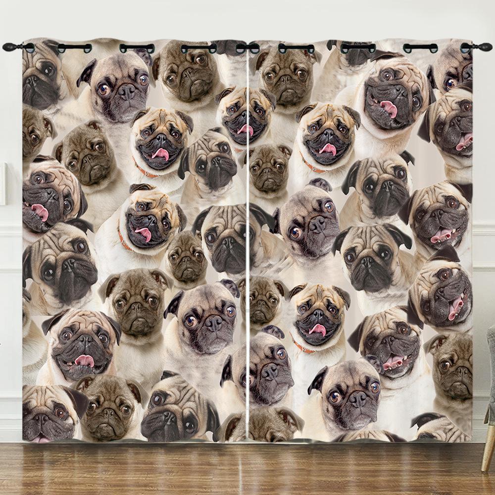 Штора Мультяшная Собака 3D Цифровая Печать Затемняющая Штора Перфорированная Мультяшная Штора 2pcs*97cm*114cm*2