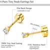 8 Pairs Flat Back Stud Earrings Sets for Multiple Piercing Small Silver Flat Back Surgical Steel Tiny Ball Pearl Cubic Zirconia