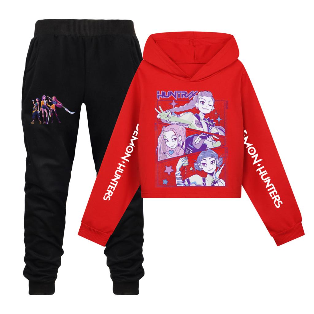 Dětská dvoudílná mikina s kapucí a kalhoty s dlouhým rukávem a potiskem