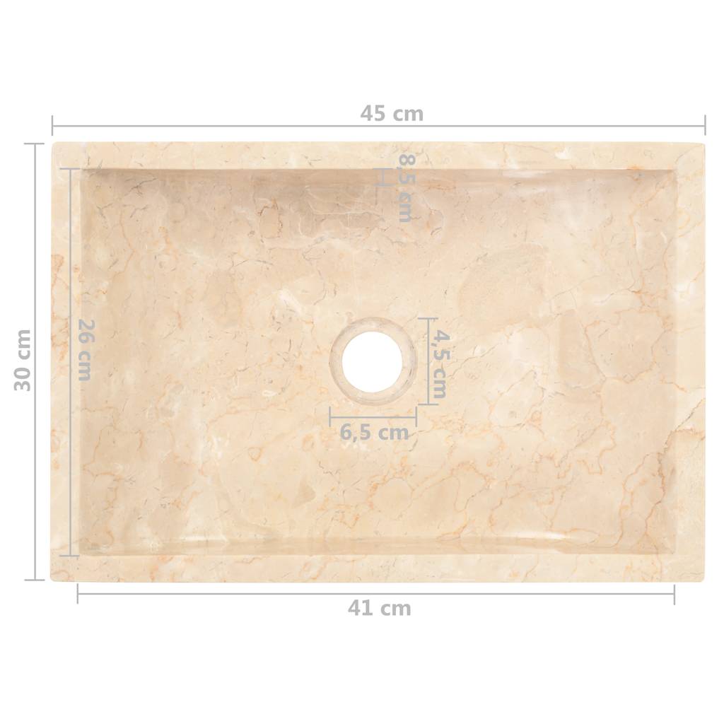 Wash Basin 45 X 30 X 12 Cm Marble High Gloss Cream