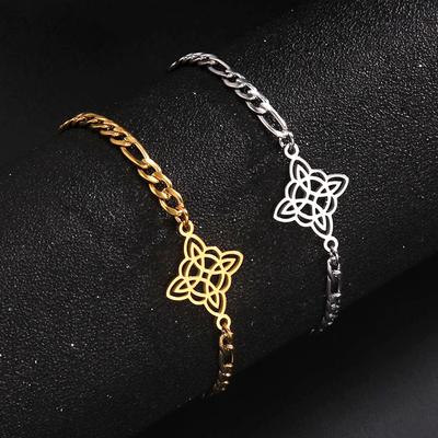 Hexe keltischer Knoten Anhänger Geometrisches Medaillon Edelstahlarmband für Damen Herren Trendige Kasten Kette Amulett Schmuck Geschenke