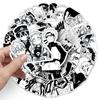 50-Piece One Piece Anime Stickers: Black & White Waterproof Cartoon Graffiti for Phones & Luggage