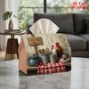 2D Flat 1pc, Tissue Box. Rustic Kitchen Decor Patterned Napkin Dispenser, Reusable, Daily Desktop Tissue Storage Box. Suitable for Kitchen, Living Roo