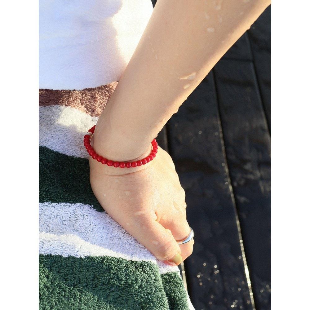 [ Modernlike / Headquarters Genuine ] Silver 925 Coral Red Pearl Bracelet
