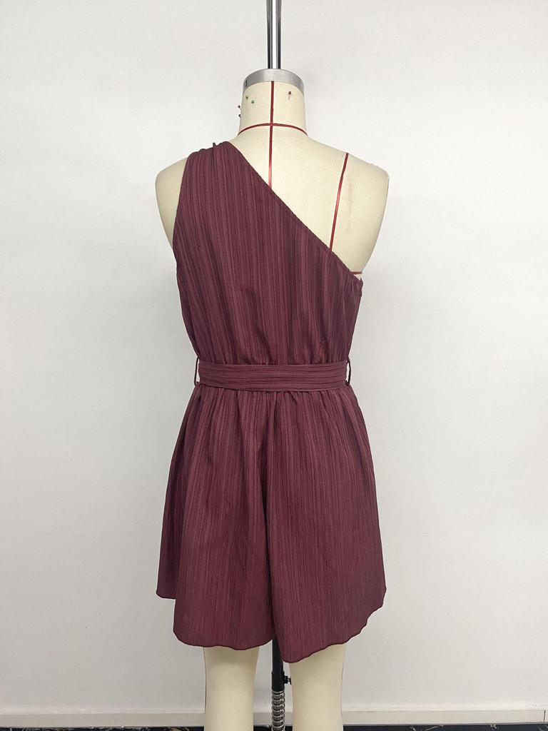 Mono Casual de Verano 2026 Resort con Textura de un Hombro con Lazos