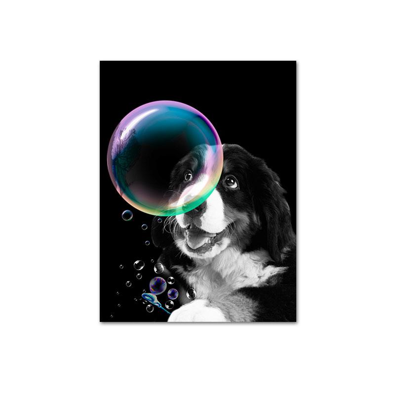 Dog Blowing Bubbles Paintings Printed On Canvas Pictures Home Decor Wall Art Prints Posters for Living Room Decoration Cuadros