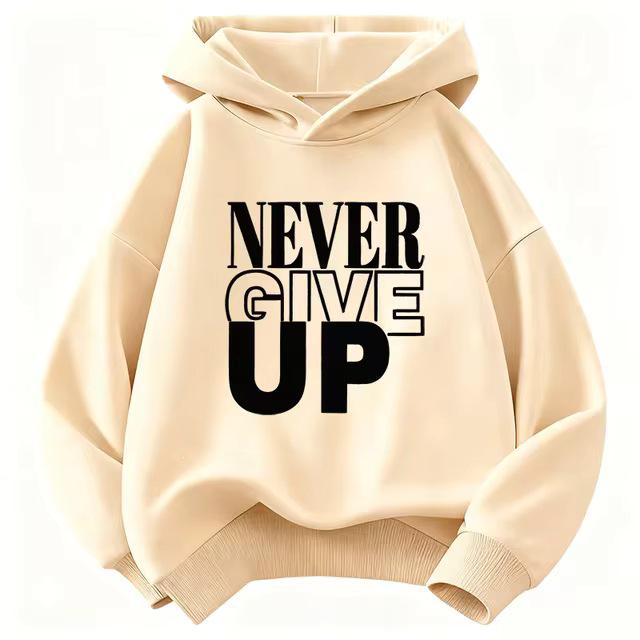 "Never Give Up" Letter Print Children's Sweatshirt - Spring Sportswear for Boys & Girls